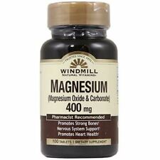 Magnesio Óxido 400MG 100 Pastillas Por Windmill Health