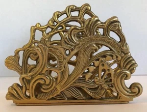 Jugendstil Deko Messing Serviettenhalter Teleflora Taiwan Blumen Laub Schmetterling - Bild 1 von 12