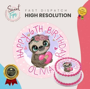 Faultier rund essbar Geburtstag Tortenaufleger Deko personalisiert - Bild 1 von 1