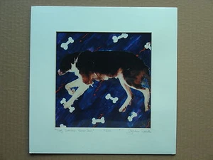 ELIZABETH DAVIS "DOG DREAMS: BONE-JOUR" IMPRESIÓN EDICIÓN LIMITADA, ENVUELTO ENCOGIMIENTO - Imagen 1 de 4