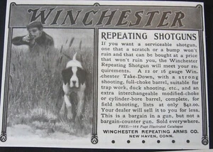 Man&Dog Bird/Duck Hunting WINCHESTER Rifle Repeating Shotguns Vtg 1900s Print Ad - Picture 1 of 1