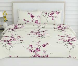 King Bedsheet + 2 Pillow Covers 186 TC, Floral Grace 100% Cotton, Eleganza Pink