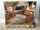 Wood Breakfast Bed Tray / Laptop Table with Side Spindled Magazine/Book Pockets