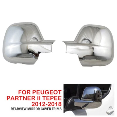 Tapas de cubierta de espejo retrovisor cromadas para Peugeot Partner II 2012-2018 Tepee Foto 1 de 4