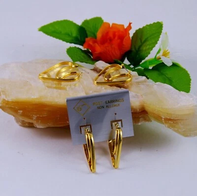 Damen Ohr- Schmuck, Ohrringe Creolen 18 Karat Gold plattiert Neu 1 Paar - Bild 1 von 3