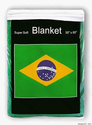 Brazil Flag Fleece Blanket 50x60" Brazilian Travel Throw Brasil World Cup Soccer - Image 1 of 2