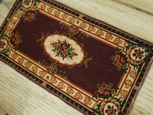 Long Burgandy Rose Bouquet Miniature Dollhouse Rug 1:12 - Picture 1 of 5