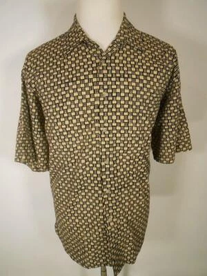 Beautiful Men's XL Campia Moda Brown Geometric Short Sleeve Button Shirt - Image 1 of 4