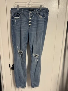 Judy Blue Jeans Womens Boyfriend Fit Size 13/31 Blue Stretch Distressed Denim - Picture 1 of 6