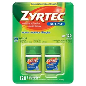 Zyrtec 10mg Allergy Tablets - 120 Count (70 + 50 Tablets) Exp: 01/27 - Picture 1 of 2
