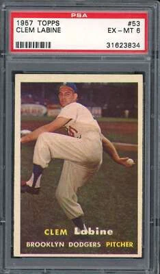 1957 Topps 53 Clem Labine PSA 6 31623834 - Image 1 of 2