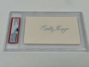 Bobby Riggs Tennis Signed Autograph Index Card PSA DNA *77