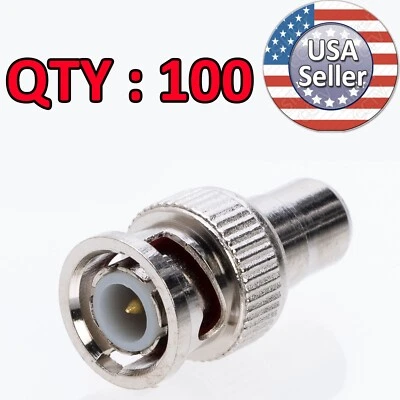 Sikker 100 BNC Male to RCA Female Coax Cable Connector Converter Adapter CCTV - Image 1 of 2
