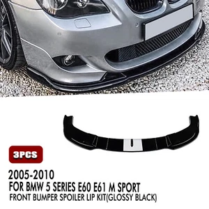 Car Front Bumper Spoiler Lip Kit For BMW 5 Series E60 E61 M Sport 2004-10 Black - Picture 1 of 11