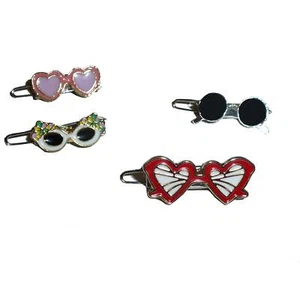 Puppy Bows ~ TINY 3/4" enamel sunglasses dog bow  pet hair clip topknot barrette - Picture 1 of 4