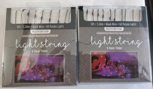LED Purple Light String Battery Operated Mini 60 Count 10' Long New - Picture 1 of 3