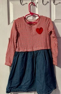 Carter’s Dress Little Girl Size 6 Stripes And Heart - Picture 1 of 3