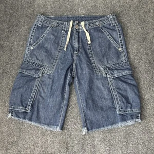 True Religion Shorts Herren 33 Denim Cargo Cut Off Raw Hem Dark Stone Jeans - Bild 1 von 12