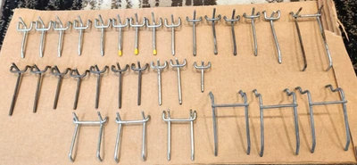 (31) Vintage! Various Style Steel Pegs! Straight Curved ~1/8" Dia. For Pegboard - Image 1 of 4