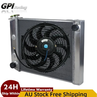 3Row Aluminum Radiator+Fan Fit Ford Cortina 6 Cylinder TC TD TE TF 1972-82 AT/MT - image 1 of 4