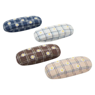 4 Pack Hard Shell Sunglasses Cases for Women, Plaid Eyeglass Eyewear Holders - Image 1 of 4