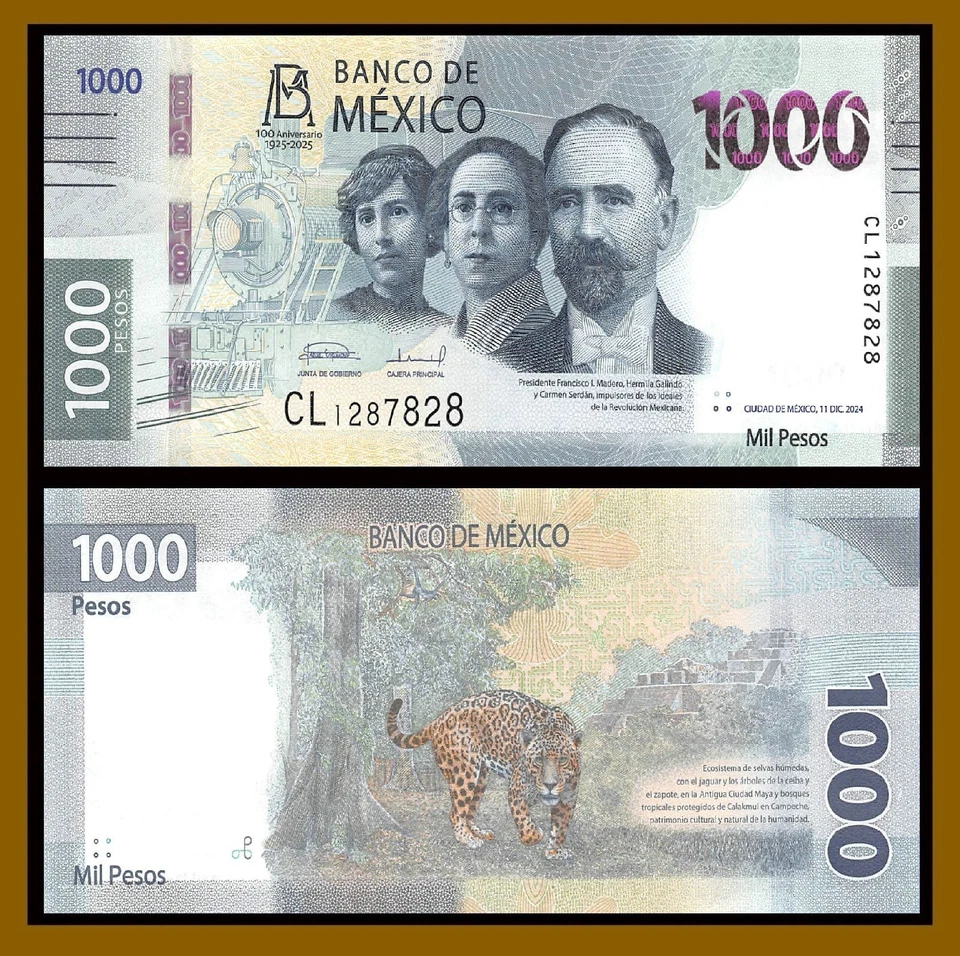 Mexico 1000 Pesos, 2024/ 2025 P-New 100 Anniversary Bank de Mexico Unc - Image 1 of 1