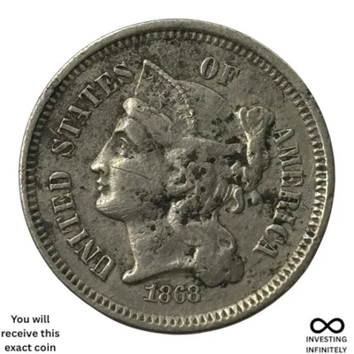 1868 3 Cent Nickel X-1408 - Image 1 of 3