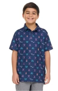 Pacific Trail Boys Girls Blue Golf Clubs Shirt UPF 50+ Moisture Wicking - Picture 1 of 4