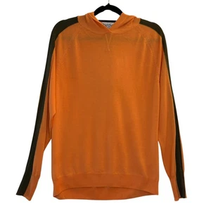 birdie LONDON Ladies Sweater Striped Hoodie Jumper Tangerine Medium Merino Wool  - Picture 1 of 9