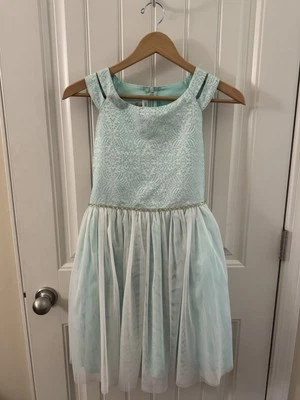 Bonnie Jean Special Occasion Girl’s Size 14 Beautiful Teal & White Dress. - Image 1 of 4