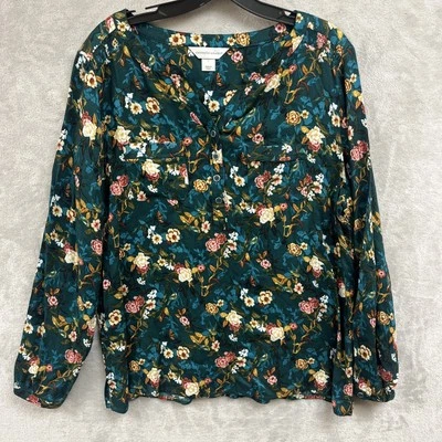 Top Christopher & Banks Cottagecore para mujer L verde floral victoriano hada rayón Foto 1 de 4