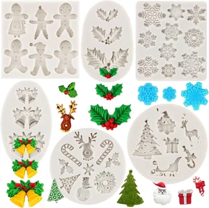 Christmas Silicone Molds Snowflake Molds Snowflake Snowman Xmas Tree Reindeer Sa - Picture 1 of 9