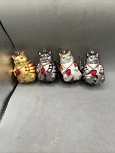 Vintage Lot Of 4 Smithsonian Inst.  Fat Cats Hand Painted Christmas  Ornament - Picture 1 of 24