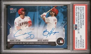 Shohei Ohtani/Bryce Harper 2021 Topps Now Blue Dual Autograph Auto MVP /49 - Picture 1 of 3