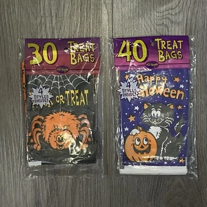 2 Packs Fun World 1995 Vintage Halloween Trick Treat Bags Several Designs 70 Pcs - Picture 1 of 6