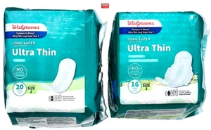 Walgreens ultradünne lange Supergröße 2, moderate Pads jeweils 20+16 Stück = 36 Pads - Bild 1 von 3