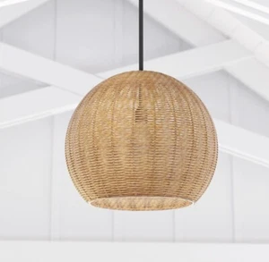 Oversized 16" Ceiling Chandelier Wicker Rattan Woven Pendant Light Fixture - Picture 1 of 5