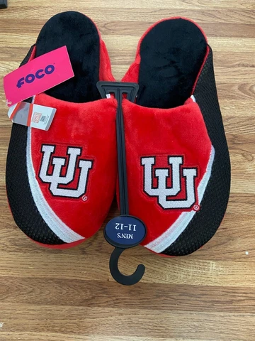 FOCO NCAA Utah Utes Men's lightweight slippers warm size L 11-12 Red NWT Cover