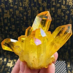 80-100g Aura Citrin Titan Regenbogen Kristall Cluster Geode Scheibe Wohndeko - Bild 1 von 5