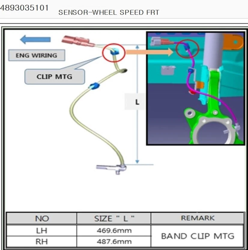 SENSOR DE VELOCIDAD DE RUEDA DELANTERA ORIGINAL-DERECHA para SSANGYONG TIVOLI #4893035101 Foto 1 de 1