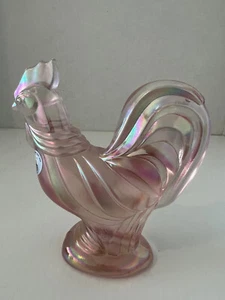 Fenton 95th Anniversary Pink Iridescent Rooster - Picture 1 of 10