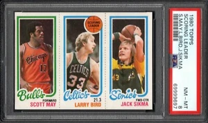 Larry Bird Jack Sikma Scott Mai 1980 Topps Scoring Leader PSA 8 Boston Celtics - Bild 1 von 2