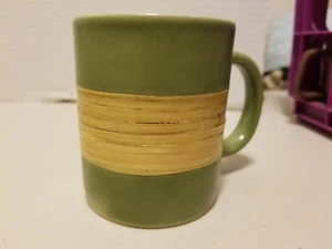 VINTAGE Coffee Mug - Bamboo Wrapped Green Mug - Picture 1 of 1