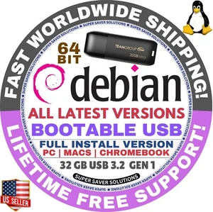DEBIAN 12.10.0 LINUX OS LIVE/INSTALL DVD/USB, CINNAMON, XFCE, MATE, GNOME, KDE - Picture 1 of 12