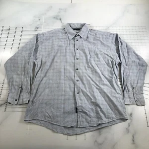Burberry London Button Down Shirt Mens Large Grayish Blue Plaid Cotton Collared - Picture 1 of 11