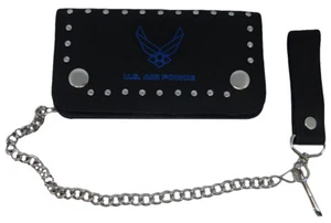 U.S. Air Force Wings Geldbörse schwarz mit Kette (6,5 Zoll) Herren Damen Unisex - Bild 1 von 4