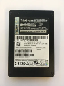LENOVO/SAMSUNG 800GB 2.5" 12Gb/s SAS SSD MZILS800HEHP *512 FORMAT *LOW HOURS* - Afbeelding 1 van 6