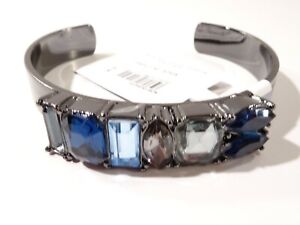 Nordstrom Women's Modern Jewel Cuff Bracelet NWT 35 rhodium Blue