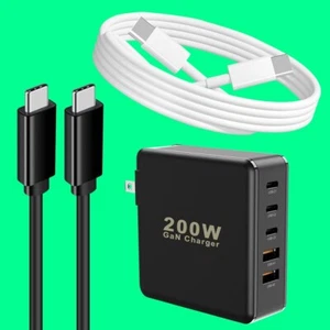 5-Port GaN 200W Fast Charging Charger 2x Type C to Type C Cable f Samsung Moto - Picture 1 of 1