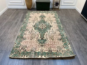 Green Turkish Rug, Living Room Rug, Handmade Rug, Oriental Rug, 5.7 x 9.6 ft - Picture 1 of 10